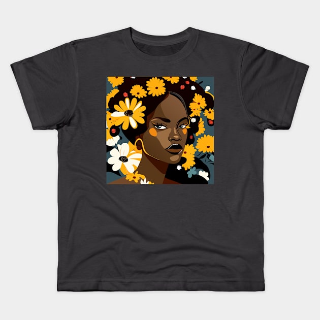 Daisy lady portrait Kids T-Shirt by Lilbangdesigns